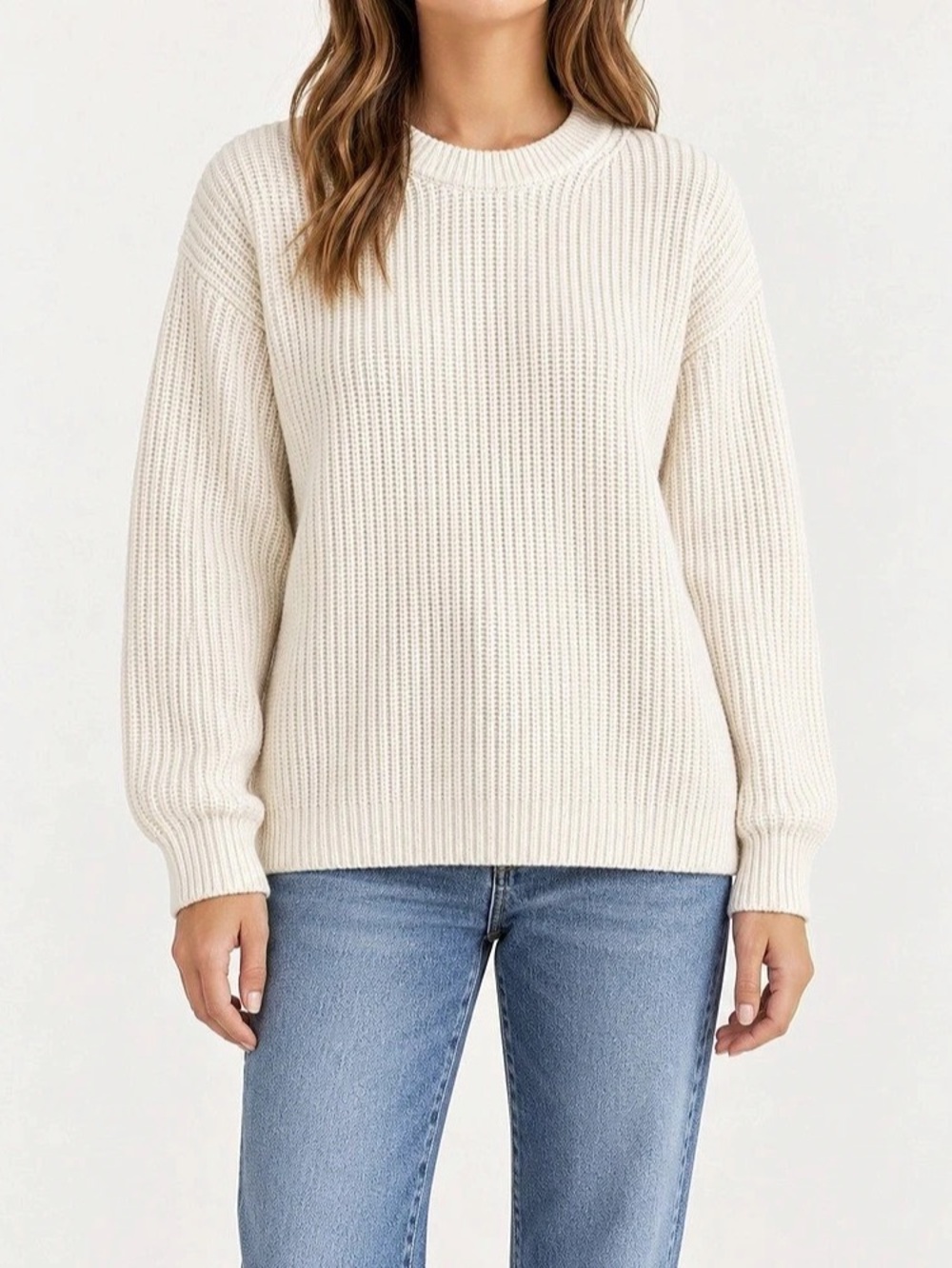 H&m Textured Knit Crewneck in Cream Size Medium Like New